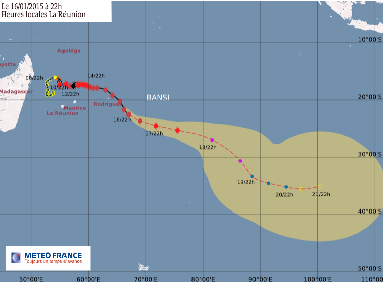 Cyclone tropical intense Bansi: le point à 22h