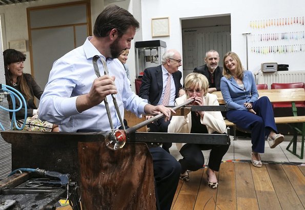 Hereditary Grand Duke Guillaume and Hereditary Grand Duchess Stéphanie visited glassblower Pascale Seil's glassblowing workshop in Berdorf village