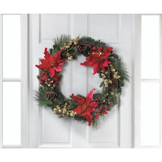 Faux Poinsettia Christmas Wreath - Giftspiration