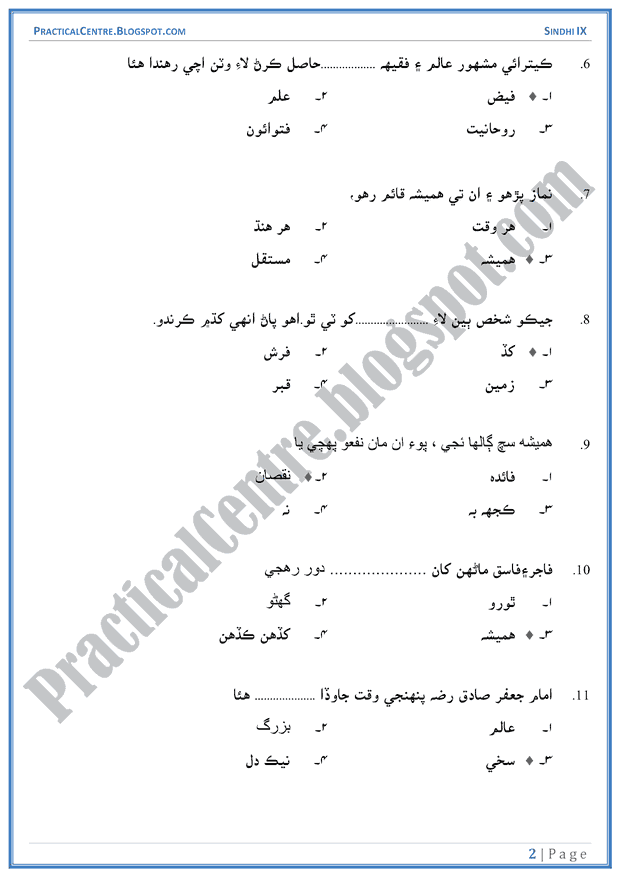 hazrat-imam-jafar-sadiq-multiple-choice-questions-sindhi-notes-ix