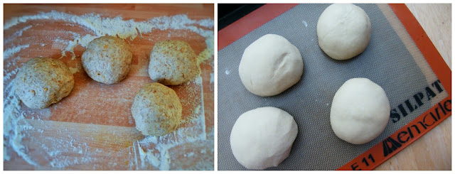 Balls of homemade pizza dough