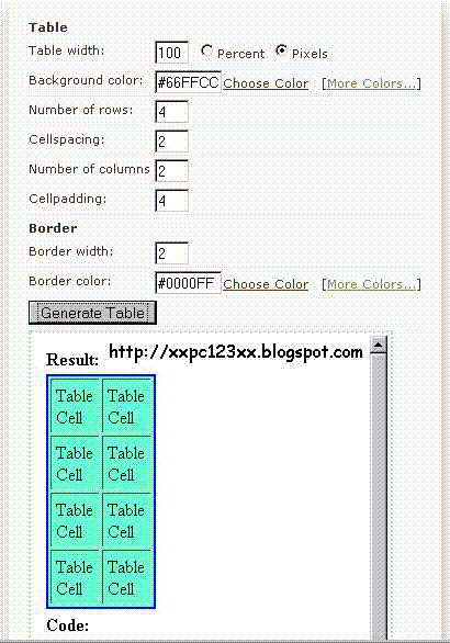 Contoh pengaturan dalam membuat tabel HTML di blog - (Gambar tidak terlihat? Klik kanan tulisan ini, dan pilih 'Reload Image!')