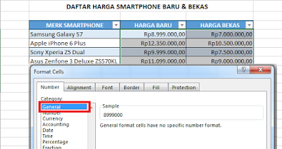 mengatur angka sebagai mata uang di excel