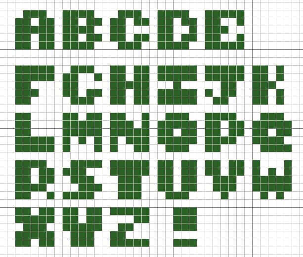 Buzy Bobbins Simple thick block cross stitch alphabet with whole stitches only
