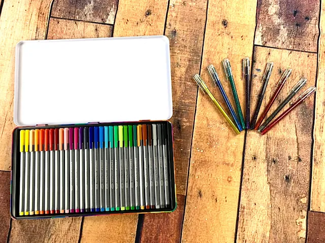 Steadtler Brilliant Colours Triplus Fineliner Pens and the Pentel Hybrid Dual Metallic Glitter Pens