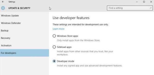 Enable Windows Developer Mode