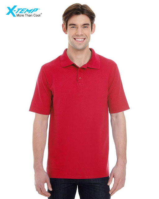 Hanes 055P Mens X-Temp Pique Short-Sleeve Polo- Red – S