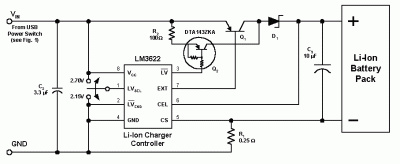 USB powered Lithium Ion Battery charger | IC schematics