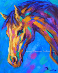 colorful horse paintings painting theresa paden abstract horses bright animal contemporary colors artwork equine acrylic canvas artists summer watercolor artist