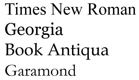 roman font trminal serif roman font trminal serif