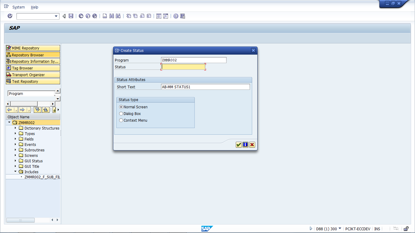 SapSystemsOfReza ADJUST TEMPLATE, GIU STATUS, MANAGE TR, MANAGE LOCK ENTRIES.
