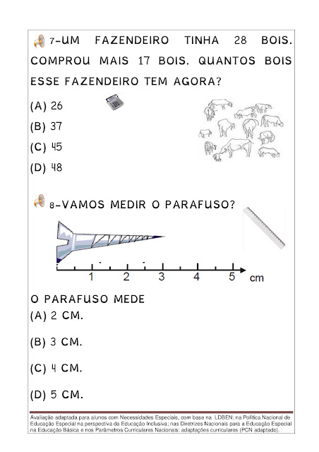 Avaliação de Matemática 5º Ano