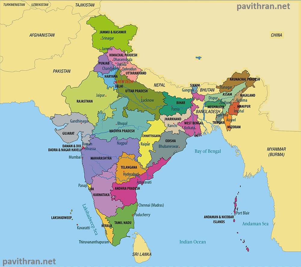 List Of Indian States Share Their Boundaries With Neighbouring Countries