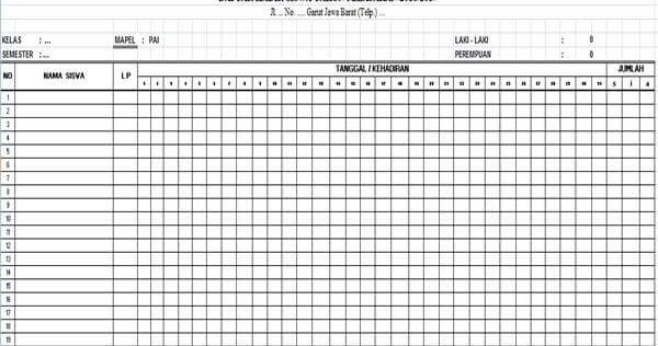 Contoh Format Absensi Siswa IlmuSosial.id