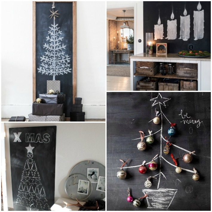 árboles de Navidad en pizarra