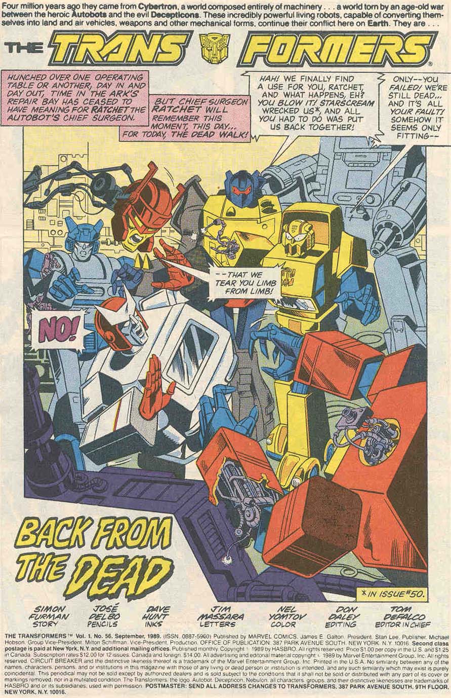 Read online The Transformers (1984) comic -  Issue #56 - 2