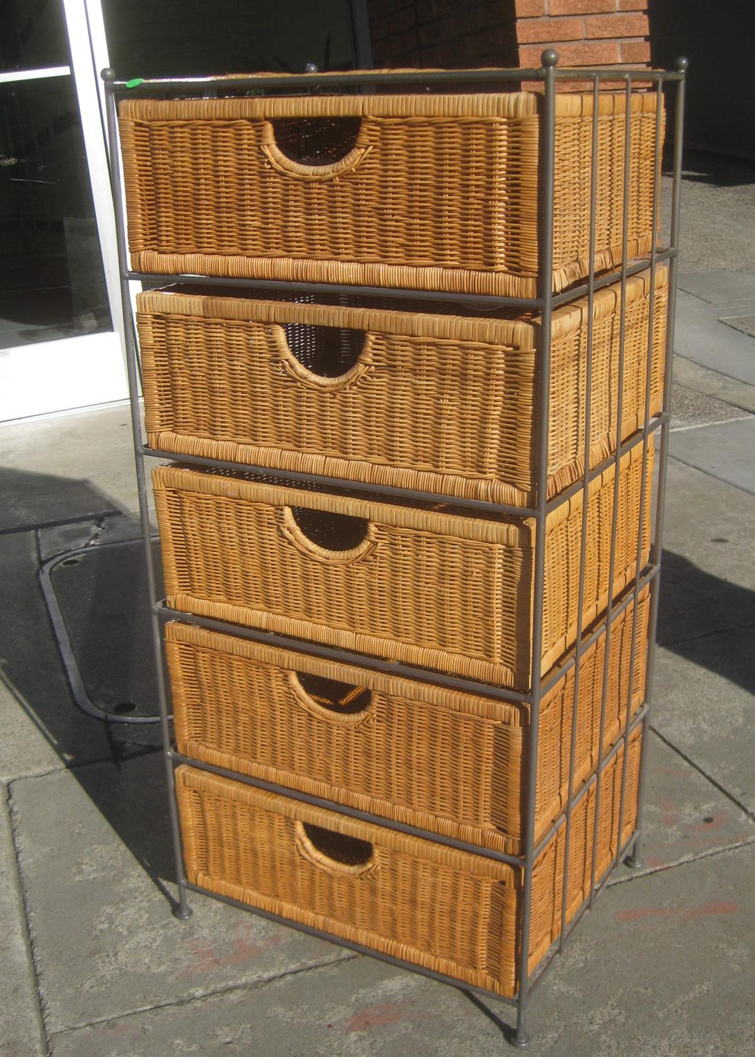 UHURU FURNITURE & COLLECTIBLES SOLD Wicker and Iron Storage Bins