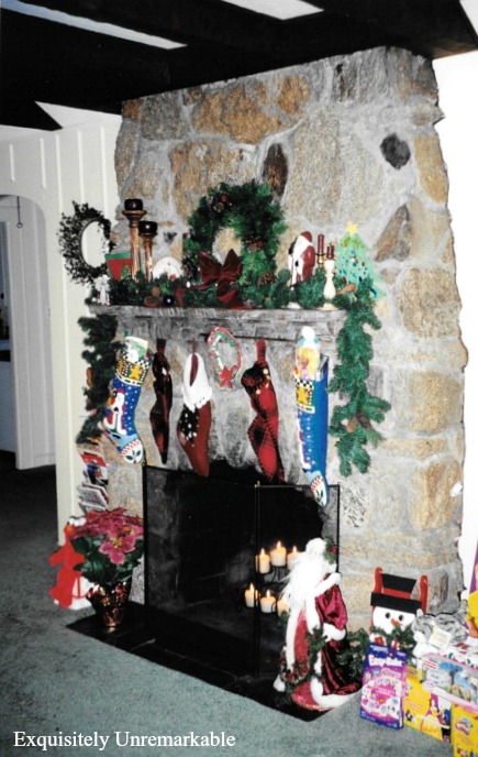 Stone Fireplace At Christmas Before Pictures