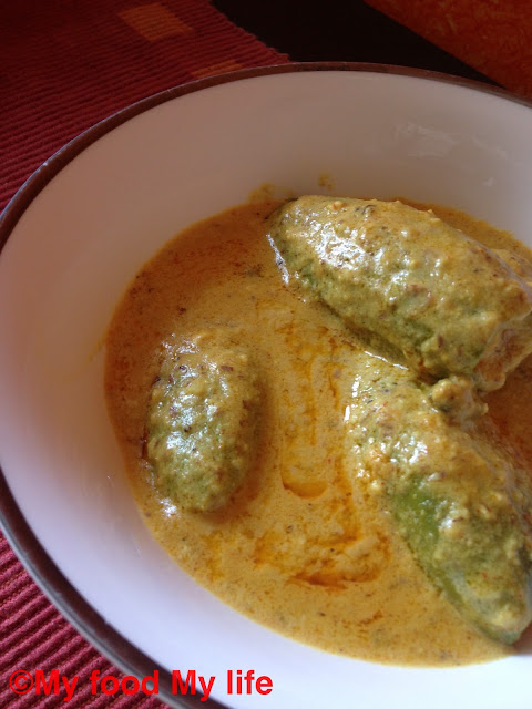 My Food My Life : New and improvised - Stuffed Parwal in a nutty gravy