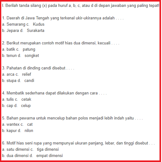 Soal UAS Kesenian SBK Kelas 5 Semester 1 Dan Kunci Jawaban