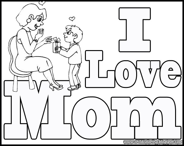 I Love Mom Coloring Page