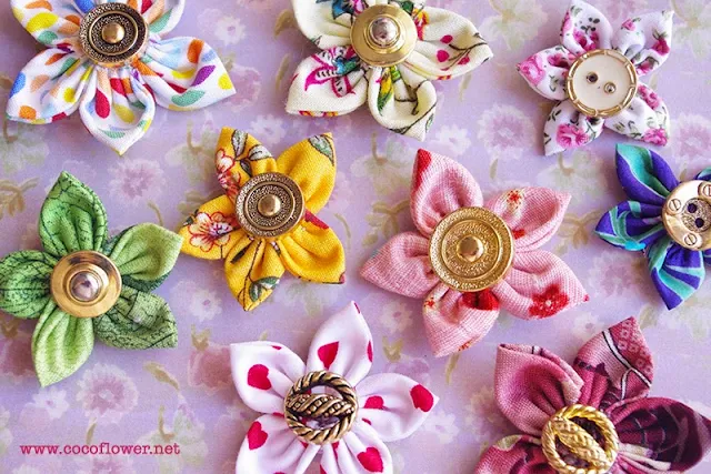 comment réaliser facilement des petites fleurs en tissu - DIY tuto - www.cocoflower.net