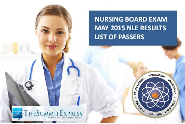 List of Passers: NLE Results Nursing Board Exam May 2015