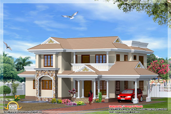 2300 square feet, 4 bedroom Indian style home elevation