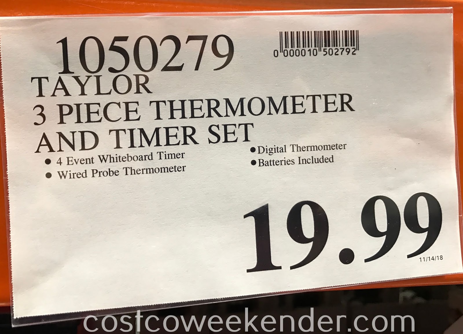 Taylor 3piece Thermometer & Timer Set Costco Weekender