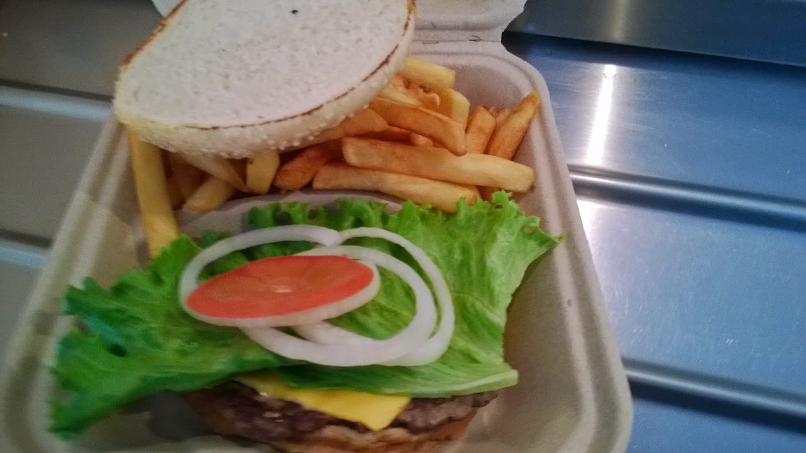 My burger. Plain but delicious!