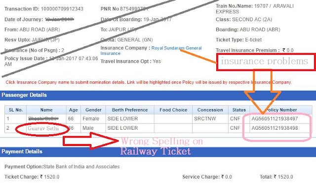 railway ticket with passenger name