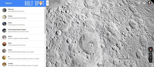 Penampakan nama-nama lereng dan gunung di Bulan yang dilihat menggunakan Google Maps Tampilan Bulan dari pembaruan terbaru Google Maps