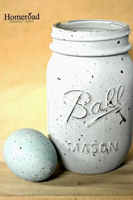 Mason jar and speckled egg