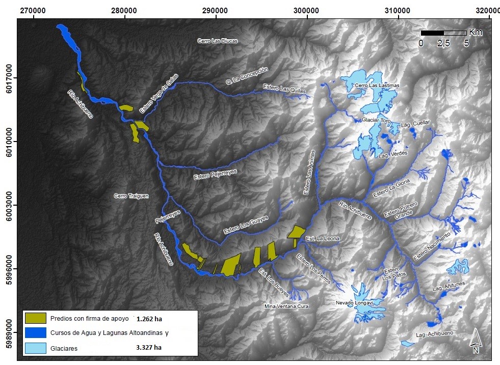 Santuario de la Naturaleza Cajón del Achibueno Mapa del Santuario de