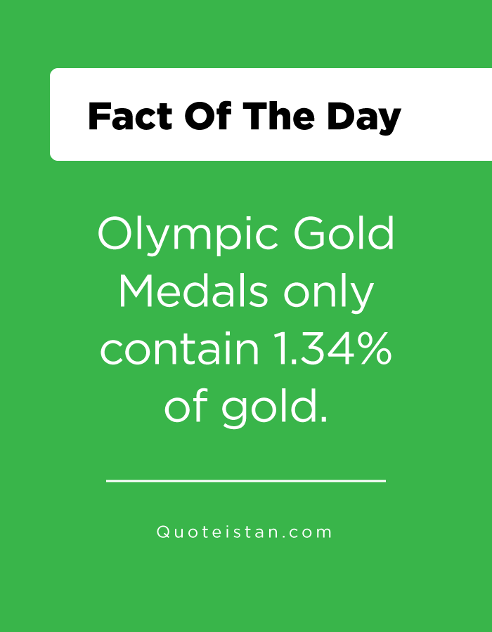 Olympic Gold Medals only contain 1.34% of gold.