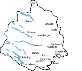 Karta över Norrbotten Län | Karta över Sverige, Geografisk, Fysisk
