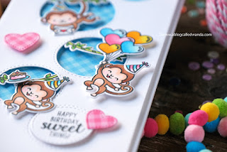 Sunny Studio Stamps: Love Monkey Staggered Circles Everything's Rosy Birthday Card Well Wishes Card by Wanda Guess