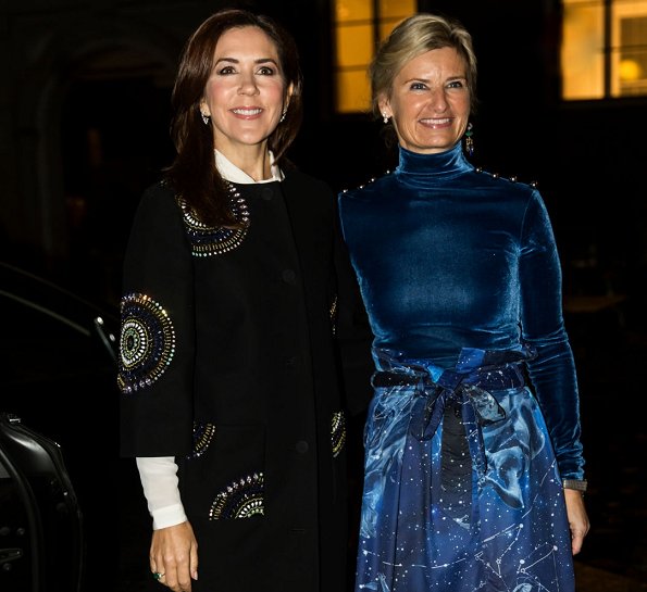 Crown Princess Mary wore YDE Coat from Spring Summer 2016 Collection in Paris, and Valentino Rockstud patent leather pumps