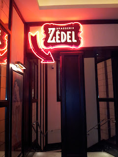 Neon signs point the way to Brasserie Zedel