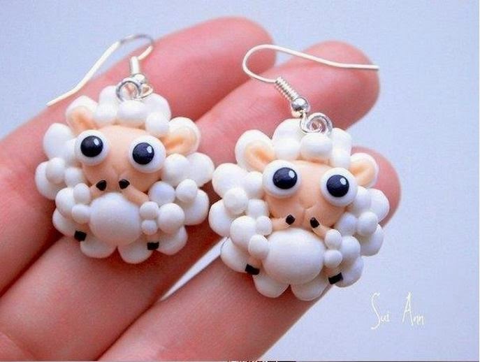 DIY Cute Clay Lamb Earrings The Idea King