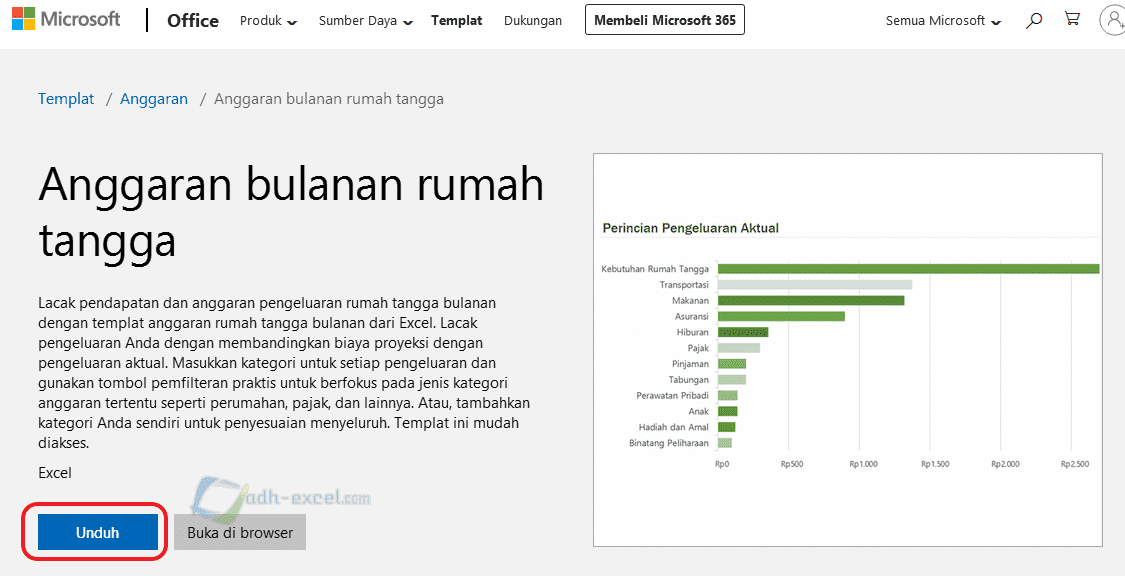 Cara Mendapatkan Template Microsoft Excel Gratis - ADH-EXCEL.COM Tutorial