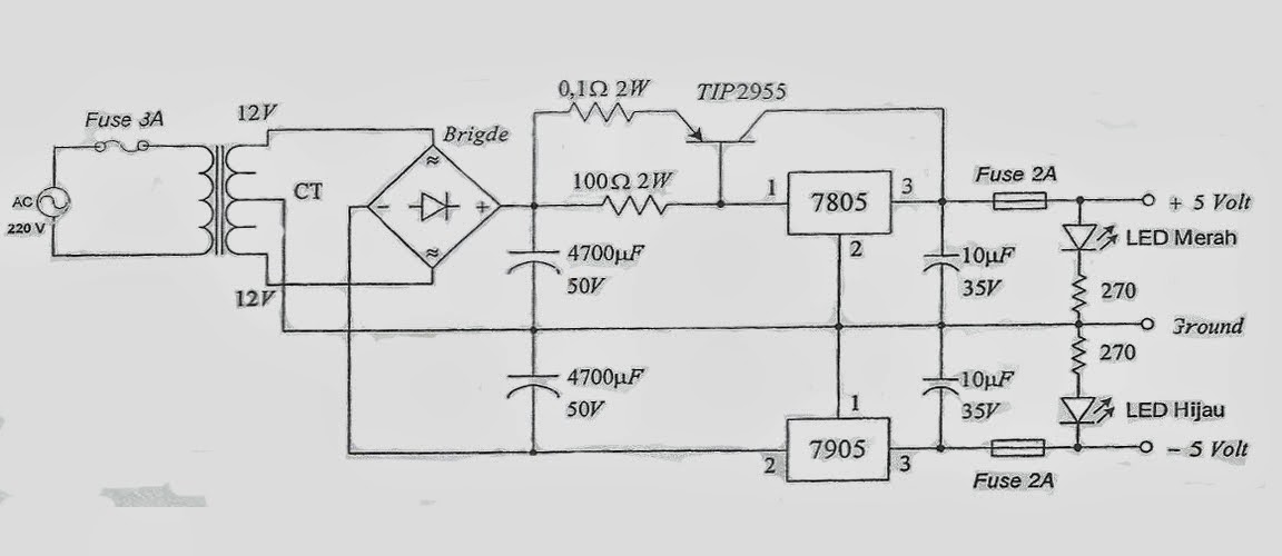 The Justice membuat rangkaian power supply dengan output 5v