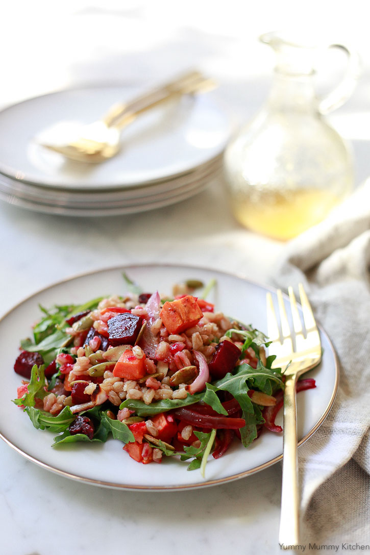 Farro Salad with Sweet Potatoes and Beets Yummy Mummy Kitchen A