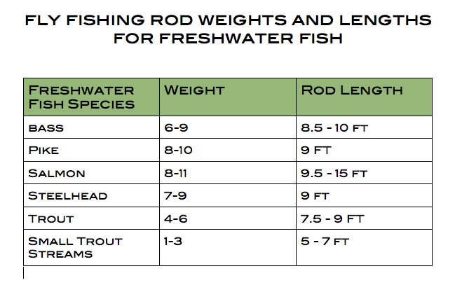 Fly Rods Weight Chart