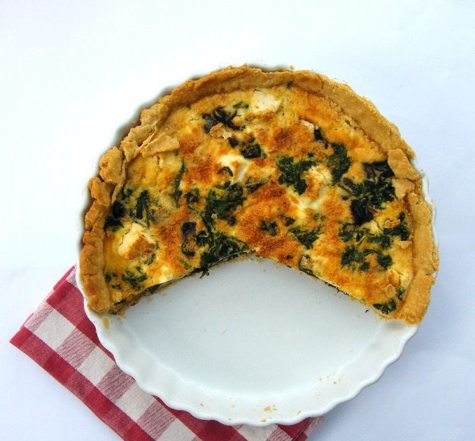 Mushroom, Spinach and Feta Quiche Tinned Tomatoes