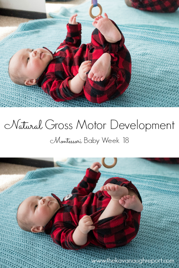 The freedom of movement is an important tenant of Montessori. Natural gross motor development allows children to move freely from birth.
