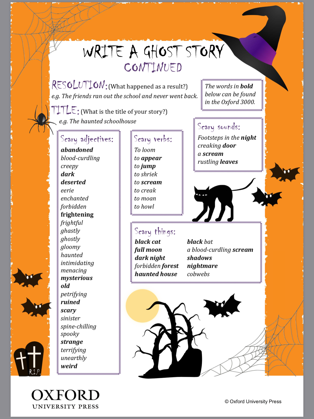 Achieving Proficiency Halloween competition Write a ghost story!