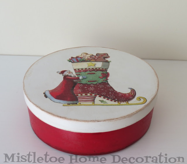 Mistletoe Home Designs Christmas decoupage box with Santa