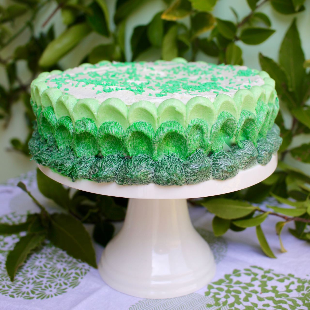 Green Gourmet Giraffe Green ombre chocolate cake revisited (vegan option)
