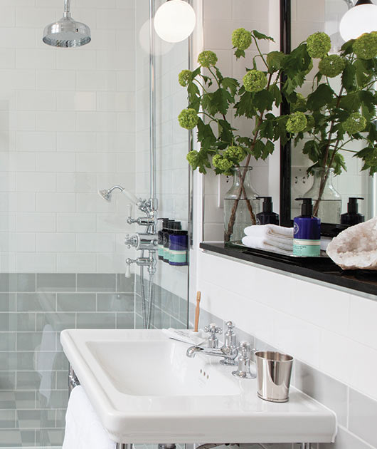 Classic vintage bathroom at The Laslett Hotel in Notting Hill in the heart of West London